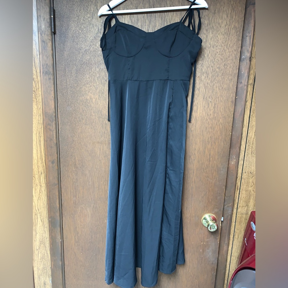 Black satin dress